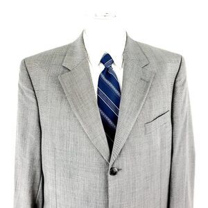 Jack Victor‎ Collection Vitale CT 110s Wool 3 Button Blazer 42L Gray Sharkskin
